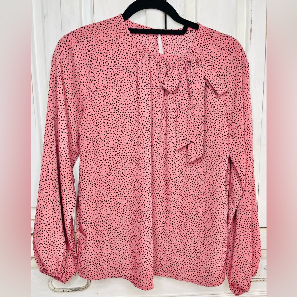 Salmon Polka Dot Women's Blouse size medium